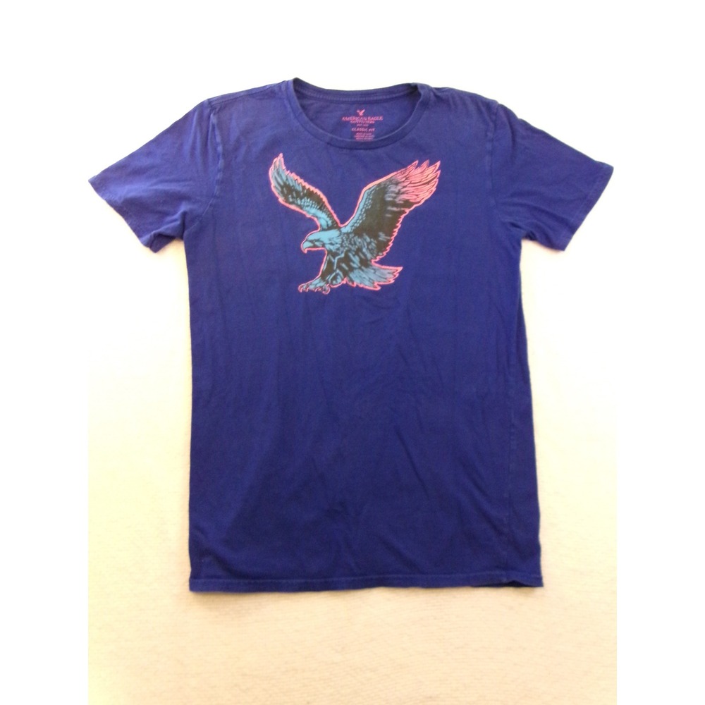 American Eagle Mens Classic Fit Eagle Graphic T-Shirt‎ Blue Medium Tall MT